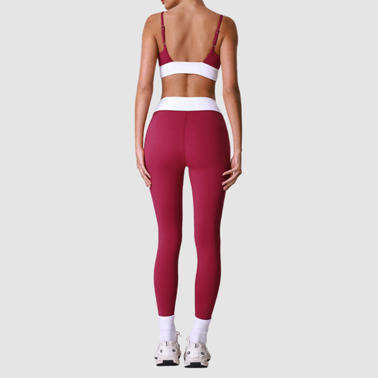 Wholesale Women's Naked-Feel Color-Block Racerback Sports Bra + V-Waist 7/8 Leggings Set – Yoga Fitness Activewear