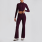 Wholesale Women's Zip-Up Long Sleeve Crop Top & High Waist Leggings Set