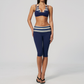Wholesale Women's Polka Dot & Stripe Yoga Set Halter Neck Sports Bra & Capri Pants w/ Chest Pad