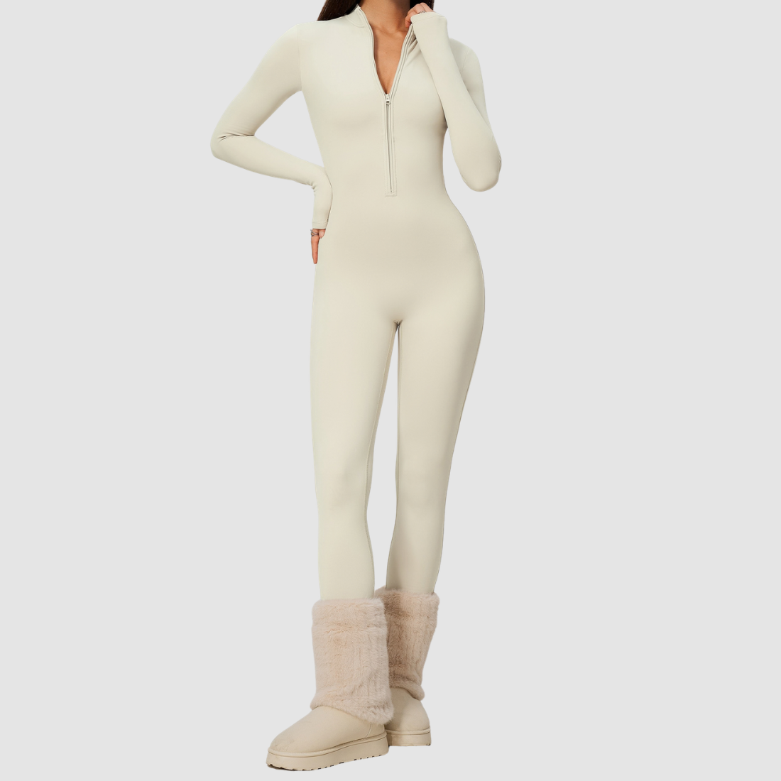 Wholesale Women's Fleece-Lined Yoga Overalls Sport Bodysuit
