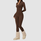 Wholesale Women's Fleece-Lined Yoga Overalls Sport Bodysuit