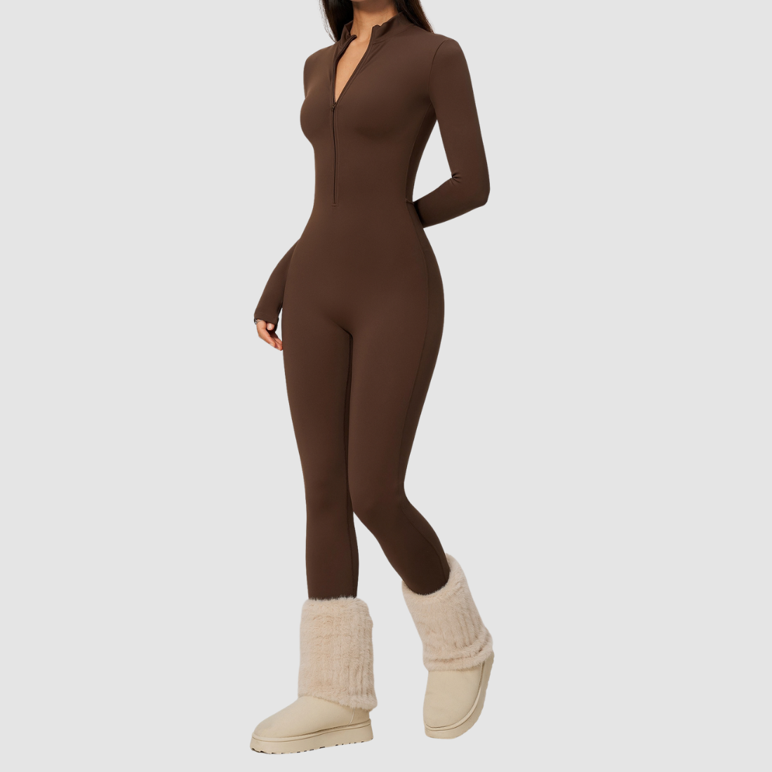Wholesale Women's Fleece-Lined Yoga Overalls Sport Bodysuit