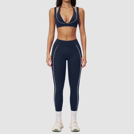 Wholesale Naked-Feel Stripe-Detail Sports Bra & High-Waist Leggings Set – Sculpting Yoga 2-Piece