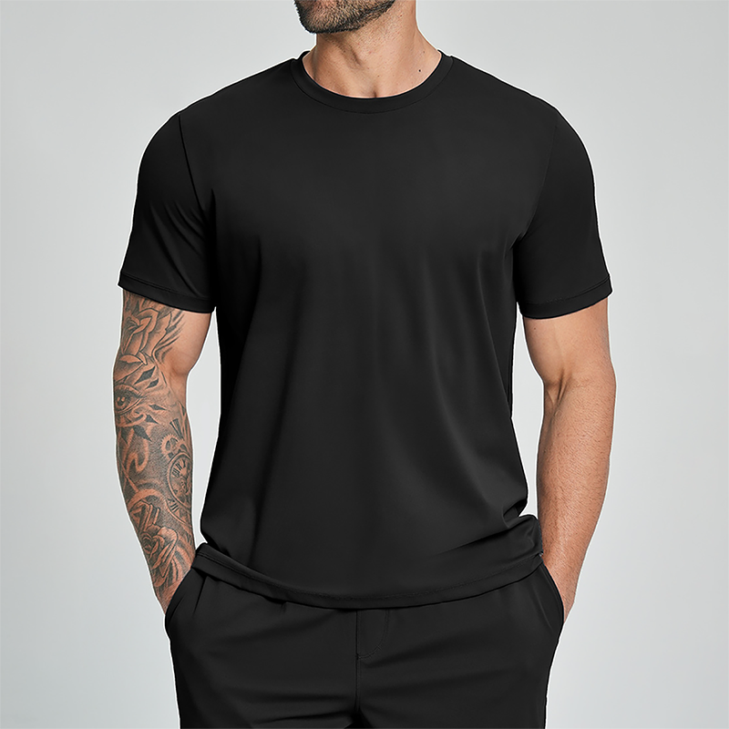 Wholesale Men's Drop-Shoulder Round-Neck Athletic T-Shirt – Breathable Workout Tee