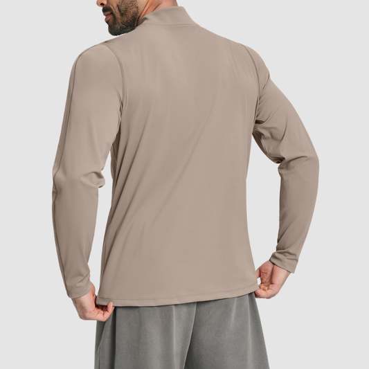 Wholesale Men's Half-Zip Mock Neck Long Sleeve Athletic Top – Moisture-Wicking Gym Fitness Training Shirt