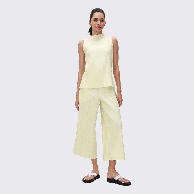 Wholesale loose crew neck tank top + wide-leg pants