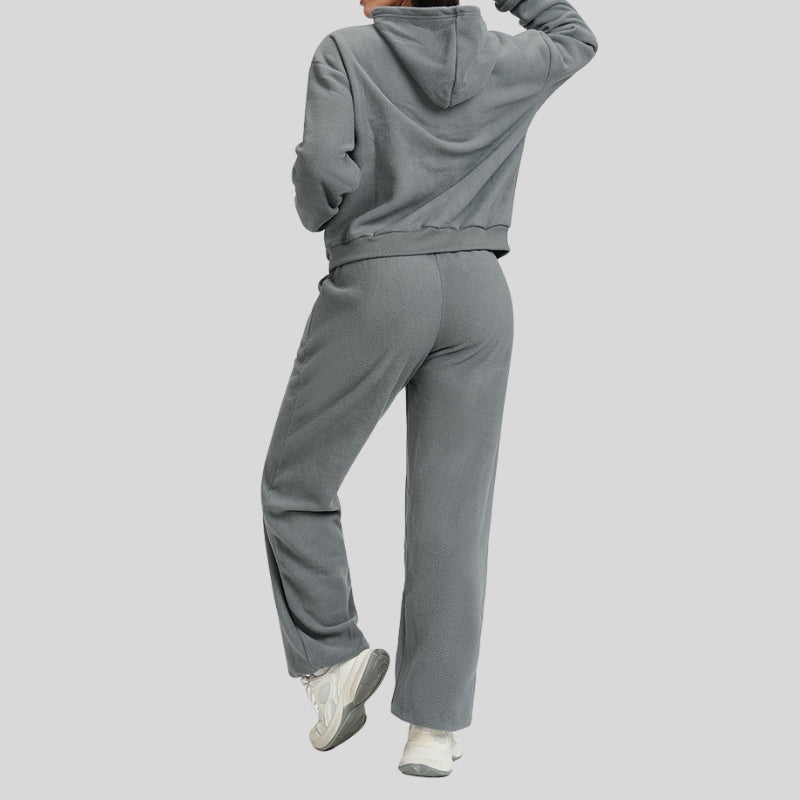 Double-sided fleece loose-fitting sweatshirt and pants set