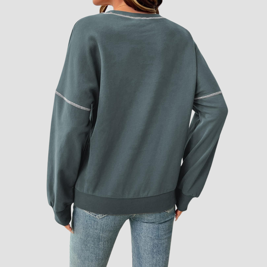 Wholesale Round Neck Seam Detail Sweatshirt – Casual Loose Sportswear Hoodie