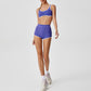Couleur de contraste Sports Bra + Sort 2 pièces de shorts en hauteur