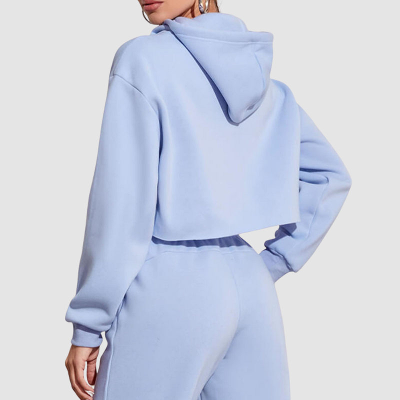 Wholesale solid color cropped drawstring hoodie