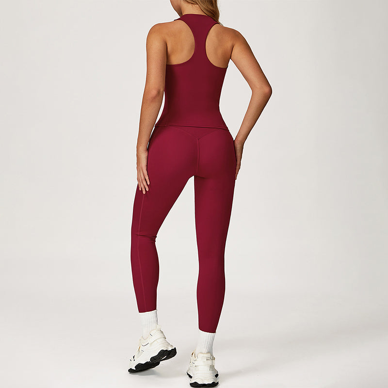 THIN STRAPS TANK TOP + HIGH-WAISTED LEGGINGS 2-PIECE SET