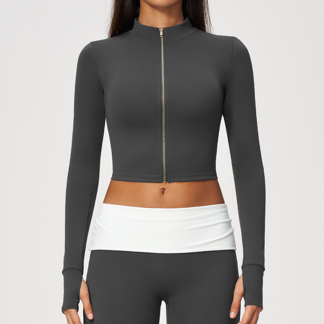 Wholesale Women’s Cropped Stand-Collar Pilates Jacket