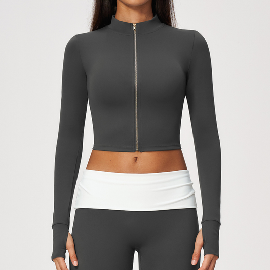 Wholesale Women’s Cropped Stand-Collar Pilates Jacket