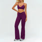 Removable bra pads + High-waisted flared pants 2-piece set