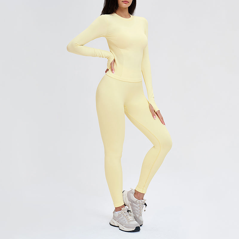 Wholesale solid color long-sleeved top + leggings