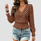 Wholesale Women's Round neck printed polka dot long sleeve V-neck fashionable casual top