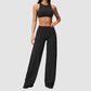 Wholesale Women's Sports Bra and Wide-Leg Pants Set – Brushed Fabric Yoga Set
