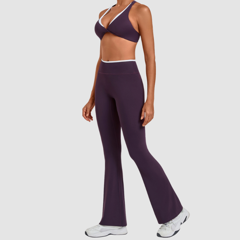 Wholesale Colorblock Yoga Set Sports Bra & Flare Pants – Naked Feel Activewear