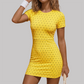 Wholesale Women's Retro Polka Dot Tennis Dress – Open-Back Slim Fit Athletic Skirt w/ Chest Pad