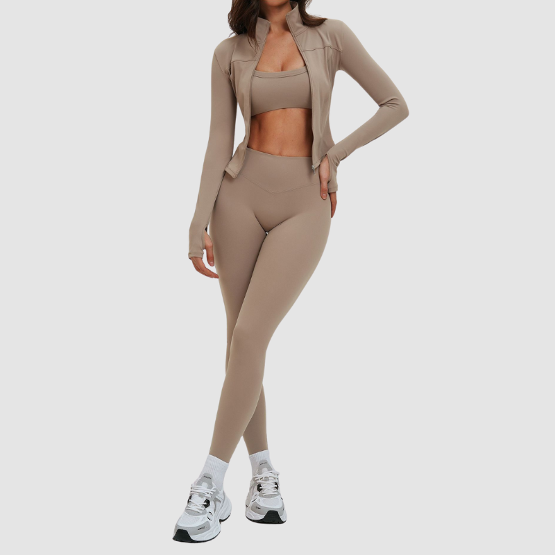 Wholesale spaghetti strap backless bra + leggings + jacket