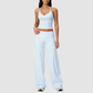 Wholesale Breathable Tank Top& Fold-up High Waist Flare Leggings Set
