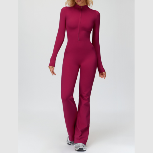 Wholesale Stand-up collar+half-zip sports jumpsuit | Wonderxfans bulk activewear