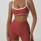 Wholesale color-blocked sports bra + high-elasticity shorts