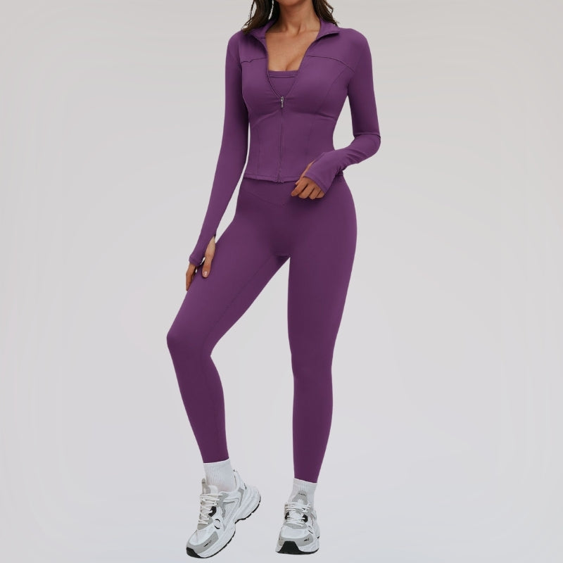 Wholesale removable padded bra + leggings + jacket