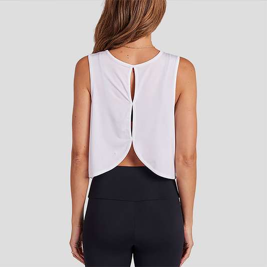 Wholesale Women's Open-Back Yoga Vest – Loose Breathable Gym Running Tank Top