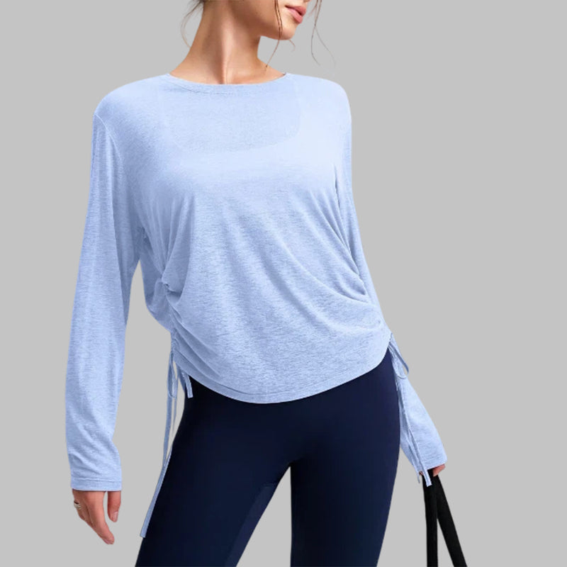 Round neck yoga long-sleeved cover-up
