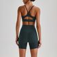 Wholesale Brushed Naked-Feel Open-Back Sports Bra & High-Waist Shorts Set – Sculpting Yoga 2-Piece