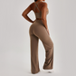 Wholesale Women's Peach Lift High Waist Flare Pants Yoga Set – Cross Back Sports Bra 0258