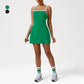 Spaghetti Strap Color-Blocked Anti-Exposure Tennis Dress