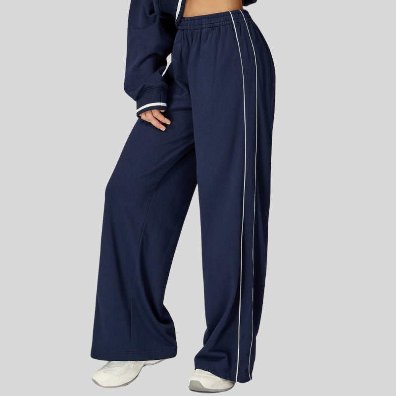 Loose-fitting striped color-blocked sweatpants