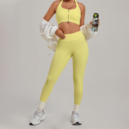Wholesale Zipper Tank Top+Highlighted Legging 2-piece Set