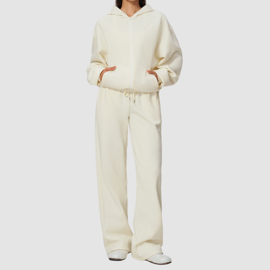Wholesale Women's Warm Fleece-Lined Hooded Sweatshirt & Sweatpants Set