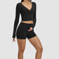 Wholesale long sleeved top+high-heeled tight shorts | Wonderxfans bulk activewear