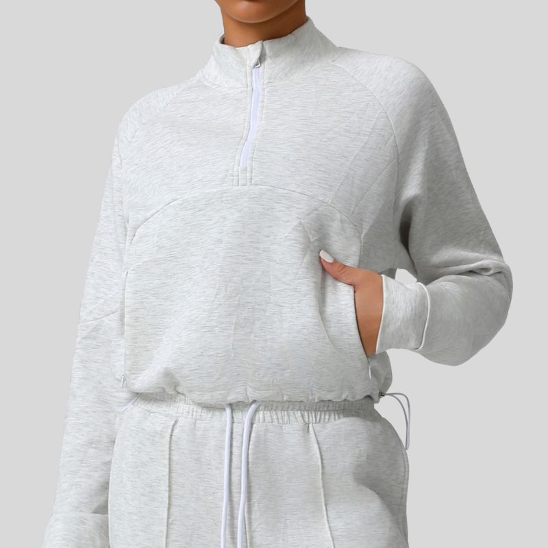 Stand-up collar half-zip thick sweatshirt