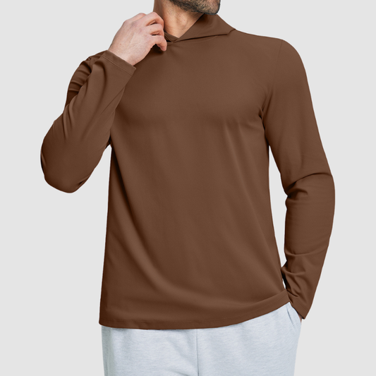 Wholesale Men's Hooded Long Sleeve Athletic Top – Moisture-Wicking Gym Fitness Training Shirt
