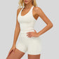 Contrasting racerback tank top+High waisted shorts 2-piece set