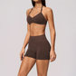 Wholesale Women's Seamless Yoga Set: Halter Open-Back Sports Bra & Shorts – Quick-Dry Lycra w/ Chest Pad
