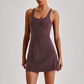 Wholesale Naked-Feel Anti-Exposure Sports Tennis Dress with Built-In Bra – Quick-Dry Active Dress