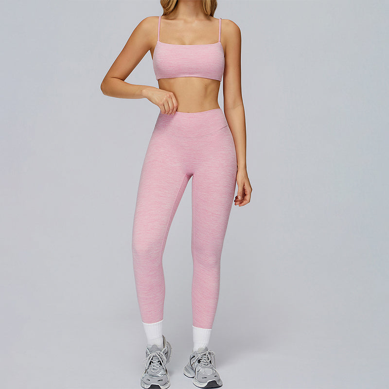 Spaghetti Strap Sports Bra + Sports Pants 2-Piece Set