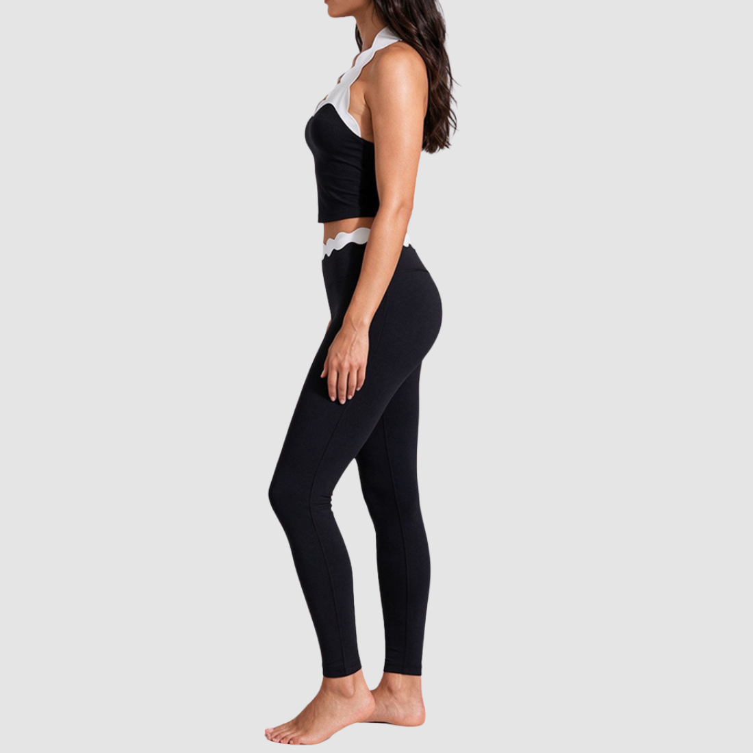 Women's Activewear Padded Halter Top & High-Waist Leggings Yoga Set