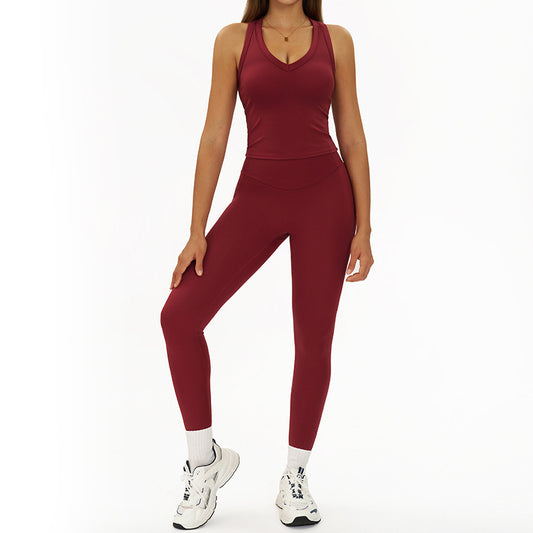 Racerback Sports top + High-waisted leggings 2-Piece Set
