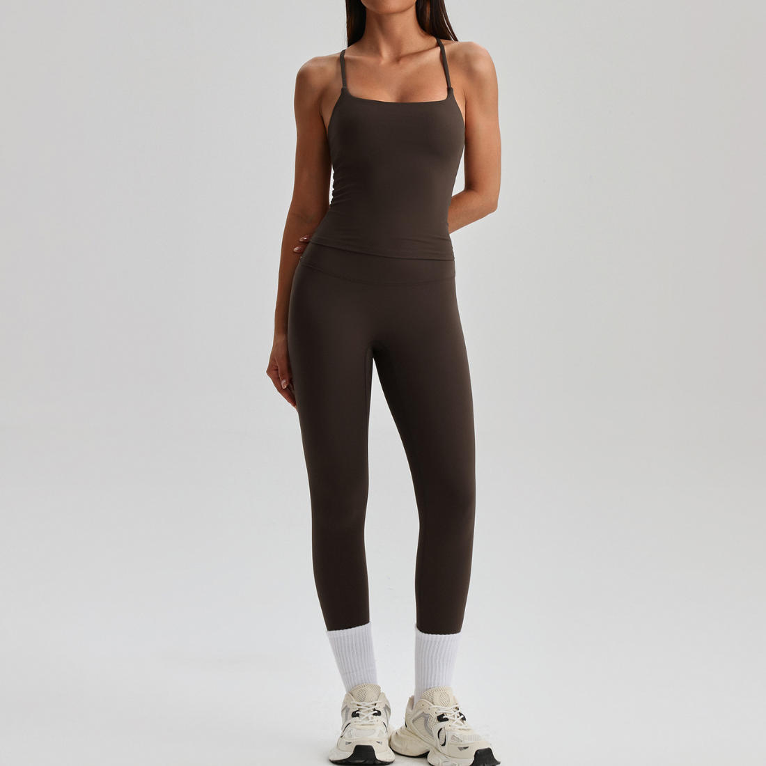 Women's Activewear Padded Sleeveless Top & Straight-Leg Pants Yoga Set