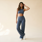 Wholesale Women's Brushed Fabric Sports Bra and Wide-Leg Pants Set
