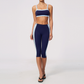 Wholesale Women's Colorblock Bare-Feel Yoga Set Sports Bra & Capri Pants