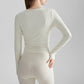 Slimming Round Neck Long-Sleeve Yoga Top