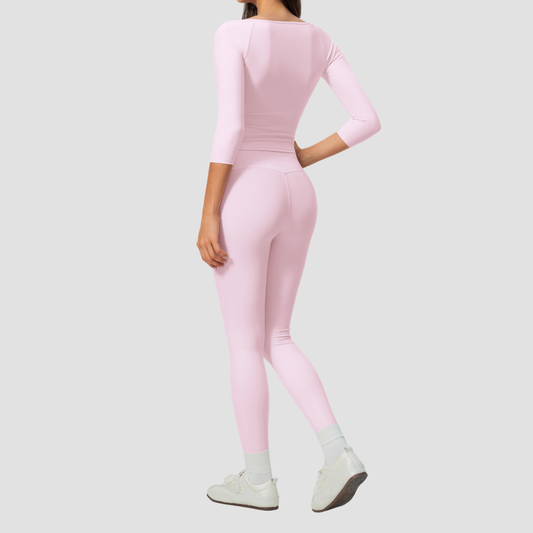 Wholesale Women High Elastic Slimming Mid sleeve T-shirt + High waist and hip lifting legging set